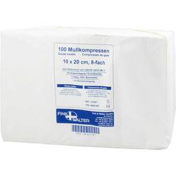Abbildung: Mullkompressen 10x20 cm unsteril 8-fach 100 St, Kompressen PZN 08821481