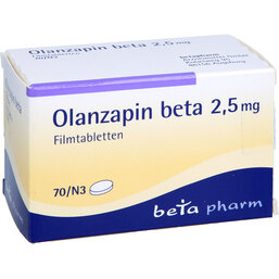 Abbildung: Olanzapin beta 2,5 mg Filmtabletten 70 St, Filmtabletten PZN 08832763