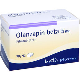 Abbildung: Olanzapin beta 5 mg Filmtabletten 70 St, Filmtabletten PZN 08832823