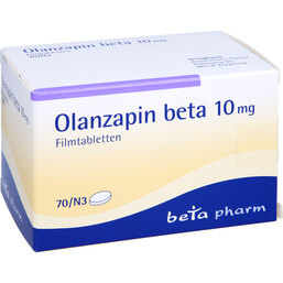 Abbildung: Olanzapin beta 10 mg Filmtabletten 70 St, Filmtabletten PZN 08832935