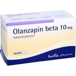 Abbildung: Olanzapin beta 10 mg Schmelztabletten 70 St, Schmelztabletten PZN 08833159