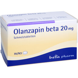 Abbildung: Olanzapin beta 20 mg Schmelztabletten 70 St, Schmelztabletten PZN 08833254
