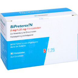 Abbildung: Bipreterax N 5 mg / 1,25 mg Filmtabletten 90 St, Filmtabletten PZN 08833969
