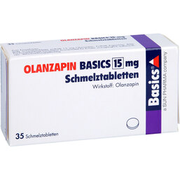 Abbildung: Olanzapin Basics 15 mg Schmelztabletten 35 St, Schmelztabletten PZN 08837536