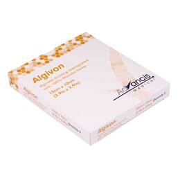 Abbildung: Algivon Honig Wundauflage 5x5 cm 5 St, Wundgaze PZN 08840260