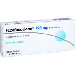 Abbildung: Fexofenaderm 120 mg Filmtabletten 20 St, Filmtabletten PZN 08844128