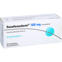 Abbildung: Fexofenaderm 120 mg Filmtabletten 50 St, Filmtabletten PZN 08844134
