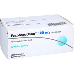 Abbildung: Fexofenaderm 120 mg Filmtabletten 100 St, Filmtabletten PZN 08844140