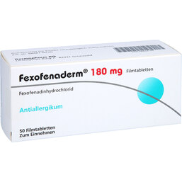 Abbildung: Fexofenaderm 180 mg Filmtabletten 50 St, Filmtabletten PZN 08844186