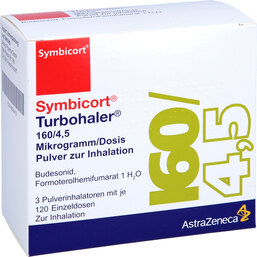 Abbildung: Symbicort Turbohaler 160 / 4,5 µg / Dosis 120 ED 3 St, Inhalationspulver PZN 08844418