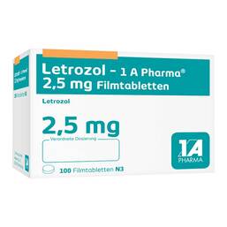 Abbildung: Letrozol 1A Pharma 2,5 mg Filmtabletten 100 St, Filmtabletten PZN 08844588