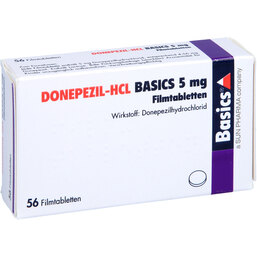 Abbildung: Donepezil HCL Basics 5 mg Filmtabletten 56 St, Filmtabletten PZN 08845286