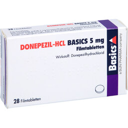 Abbildung: Donepezil HCL Basics 5 mg Filmtabletten 28 St, Filmtabletten PZN 08845292