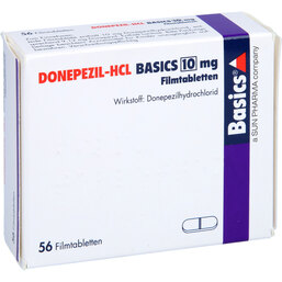 Abbildung: Donepezil HCL Basics 10 mg Filmtabletten 56 St, Filmtabletten PZN 08845317