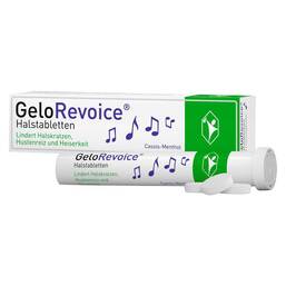 Abbildung: GeloRevoice® Halstabletten Cassis-Menthol bei Heiserkeit & Stimmverlust Lutschtabletten, 20 St PZN 08846050
