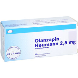 Abbildung: Olanzapin Heumann 2,5 mg Schmelztabletten 70 St, Schmelztabletten PZN 08850407