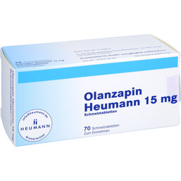 Abbildung: Olanzapin Heumann 15 mg Schmelztabletten 70 St, Schmelztabletten PZN 08850494