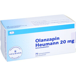 Abbildung: Olanzapin Heumann 20 mg Schmelztabletten 70 St, Schmelztabletten PZN 08850519