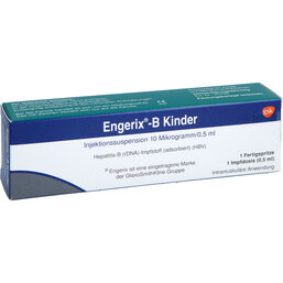 Abbildung: Engerix B Kinder Injektionssuspension in einer Fertigspritze 1X0.5 ml, Injektionssuspension PZN 08853297