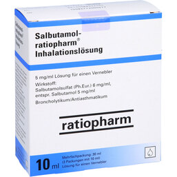 Abbildung: Salbutamol ratiopharm Inhalationslösung 3X10 ml, Lösung für einen Vernebler PZN 08857450