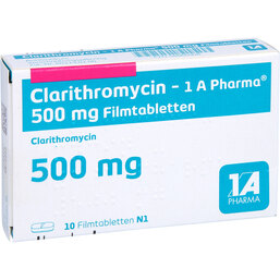 Abbildung: Clarithromycin 1A Ph.500mg Filmtabletten 10 St, Filmtabletten PZN 08860908