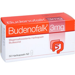 Abbildung: Budenofalk 3 mg Hartkapseln mit magensaftresistent überzogene Pellets 50 St, Magensaftresistente Hartkapseln PZN 08862221