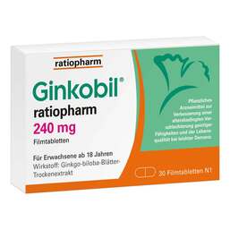Abbildung: Ginkobil® ratiopharm 240 mg Filmtabletten Filmtabletten, 30 St PZN 08863752