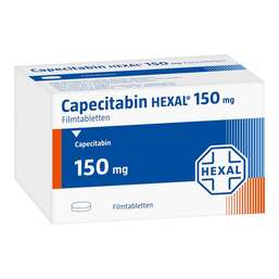 Abbildung: Capecitabin Hexal 150 mg Filmtabletten 60 St, Filmtabletten PZN 08865828