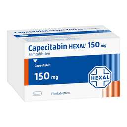 Abbildung: Capecitabin Hexal 150 mg Filmtabletten 120 St, Filmtabletten PZN 08865840