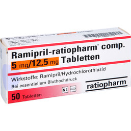 Abbildung: Ramipril ratiopharm comp.5 mg / 12,5 mg Tabletten 50 St, Tabletten PZN 08866791