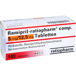 Abbildung: Ramipril ratiopharm comp.5 mg / 12,5 mg Tabletten 100 St, Tabletten PZN 08866816