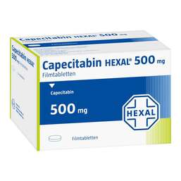 Abbildung: Capecitabin Hexal 500 mg Filmtabletten 60 St, Filmtabletten PZN 08867052