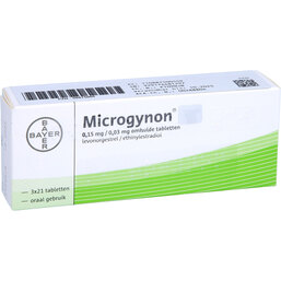 Abbildung: Microgynon 21 überzogene Tabletten 3X21 St, Überzogene Tabletten PZN 08875005