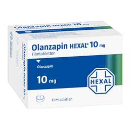 Abbildung: Olanzapin Hexal 10 mg Filmtabletten 70 St, Filmtabletten PZN 08877435