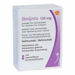 Abbildung: Benlysta 120mg Pulver zur Herstellung einer Infusionslösung Konzentrat 1 St, Pulver für ein Konzentrat zur Herstellung einer Infusionslösung PZN 08878021
