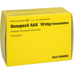 Abbildung: Donepezil AAA 10 mg Filmtabletten 98 St, Filmtabletten PZN 08878972