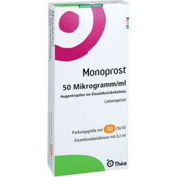 Abbildung: Monoprost 50 Mikrogramm / ml Augentropfenin Einzeldosen 30X0.2 ml, Einzeldosispipetten PZN 08880845