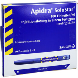 Abbildung: Apidra 100 E / ml Solostar Fertigpen 10X3 ml, Fertigspritzen PZN 08884033
