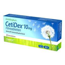 Abbildung: Cetidex 10 mg Filmtabletten Filmtabletten, 20 St PZN 08892110