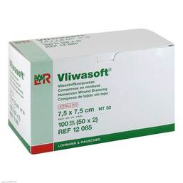 Abbildung: Vliwasoft Vlieskompressen 7,5x7,5cm 6-lagig steril 50X2 St, Kompressen PZN 08900884