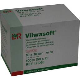 Abbildung: Vliwasoft Vlieskompressen 10x10cm 6-lagig steril 50X2 St, Kompressen PZN 08900890