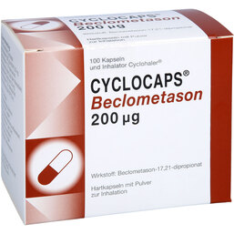 Abbildung: Cyclocaps Beclometason 200µg Inh.Kapseln + Cycloh. 100 St, Inhalationskapseln PZN 08907596