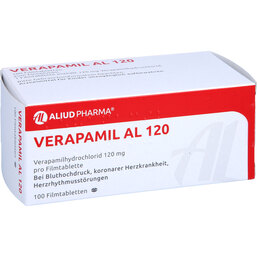 Abbildung: Verapamil AL 120 Filmtabletten 100 St, Filmtabletten PZN 08913438