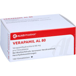 Abbildung: Verapamil AL 80 Filmtabletten 100 St, Filmtabletten PZN 08913450