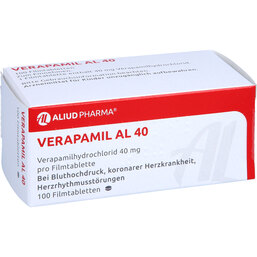 Abbildung: Verapamil AL 40 Filmtabletten 100 St, Filmtabletten PZN 08913473