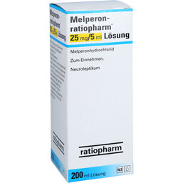 Abbildung: Melperon ratiopharm 25 mg / 5 ml Lösung 200 ml, Lösung zum Einnehmen PZN 08916750