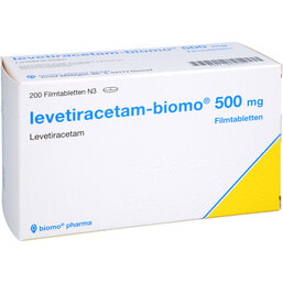 Abbildung: Levetiracetam biomo 500 mg Filmtabletten 200 St, Filmtabletten PZN 08930431