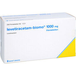 Abbildung: Levetiracetam biomo 1000 mg Filmtabletten 200 St, Filmtabletten PZN 08930632