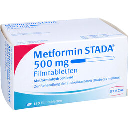 Abbildung: Metformin STADA 500 mg Filmtabletten 180 St, Filmtabletten PZN 08999227