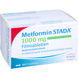 Abbildung: Metformin STADA 1000 mg Filmtabletten 180 St, Filmtabletten PZN 08999322